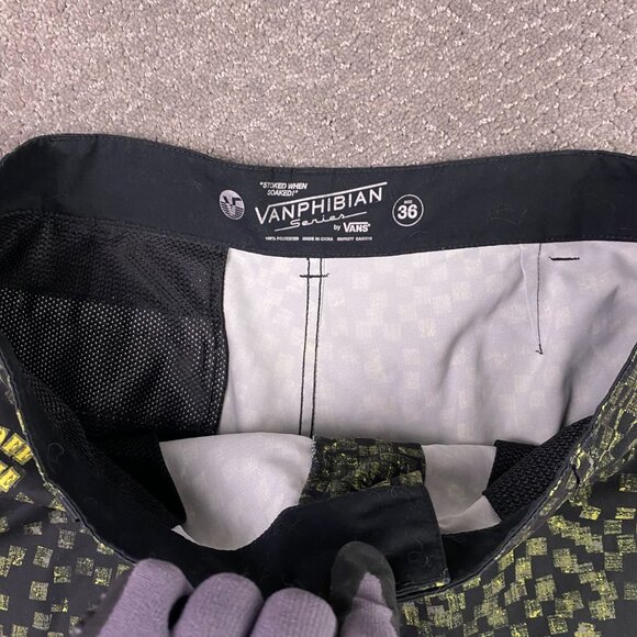 Vans Vanphibian Series Board Shorts Men's 36 Black Green Yellow Swim Hybrid - Picture 7 of 15